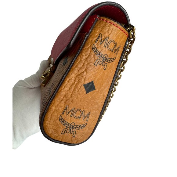 MCM Visetos Millie Leather Chain Crossbody Bag - Picture 6 of 12